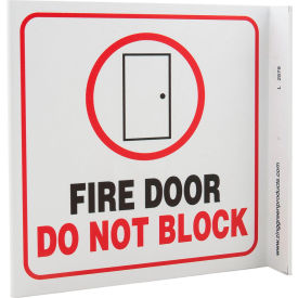 Fire Door Do Not Block, 7"W x 7"H, Recycled Plastic