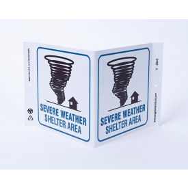 Eco Safety V Sign, Severe Weather Shelter, 12"W x 7"H, Recycled Plastic