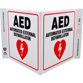 Zing Eco Safety V Sign, AED, 12"W x 7"H, Recycled Plastic