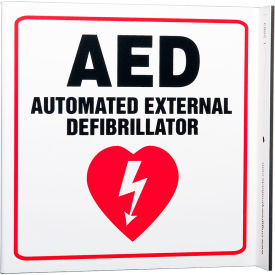 Zing Eco Safety L Sign, AED, 7"W x 7"H, Recycled Plastic