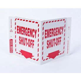 Eco Safety V Sign, Emergency Shut Off, 12"W x 7"H, Recycled Plastic