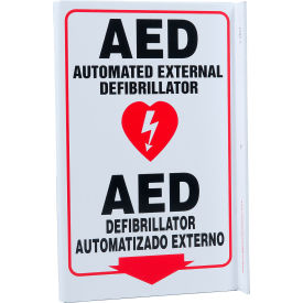 Zing Eco Safety L Sign, AED Bilingual, 8"W x 11"H, Recycled Plastic