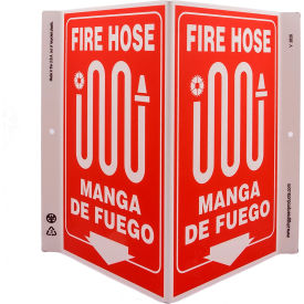 Zing Eco Safety V Sign, Fire Hose Bilingual, 10-5/8"W x 11"H, Recycled Plastic