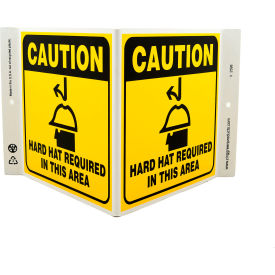 Caution Hard Hat Required In This Area, 12"W x 7"H, Recycled Plastic