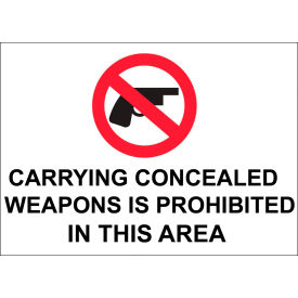 Concealed Carry Sign, Concealed Weapons Prohibited, 14"W x 10"H, Recycled Aluminum