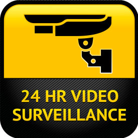 Zing Eco Security Window Decal, 24 Hr Video Surveillance, 4"W x 4"H, Recycled Polystyrene, Pack of 2