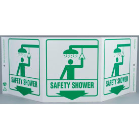 Zing Eco Safety Tri View Sign, Safety Shower, 20"W x 7-1/2"H, Recycled Plastic