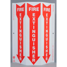 Eco Safety Tri View Sign, Fire Extinguisher, 9"W x 12"H, Recycled Plastic