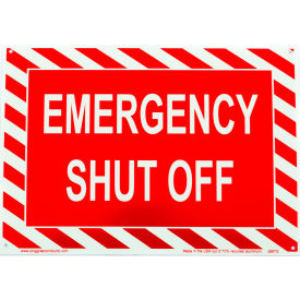 Zing Eco Safety Sign, Emergency Shut Off, 14"W x 10"H, Recycled Plastic, Glow In Dark