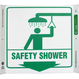 Corner Sign, Safety Shower, 10"W x 10"H, Recycled Plastic