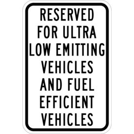 Eco Parking Sign, Fuel Efficient Vehicle Parking, 12"W x 18"H, Recycled Aluminum