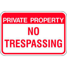 Parking Sign, Private Property No Trespassing, 18"W x 12"H, Recycled Aluminum