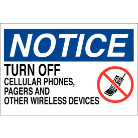 Eco Security Sign, Turn off Cell Phones, 14"W x 10"H, Recycled Aluminum