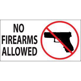 Eco Security Label, No Firearms, 7"W x 5"H, Recycled Polystyrene Self Adhesive, Pack of 2