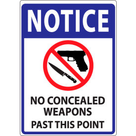 Concealed Carry Sign, Notice No Concealed Weapons Past This..., 10"W x 14"H, Recycled Aluminum