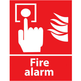 Eco Safety Sign, Fire Alarm with Picto, 10"W x 14"H, Recycled Aluminum