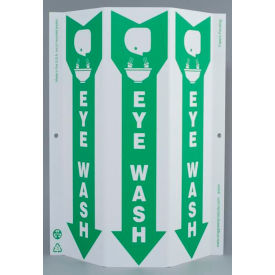 Zing Eco Safety Tri View Sign, Eye Wash, 9"W x 12"H, Recycled Plastic