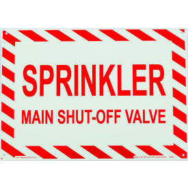Eco Safety Sign, Sprinkler Shut Off, 14"W x 10"H, Recycled Plastic, Glow In Dark
