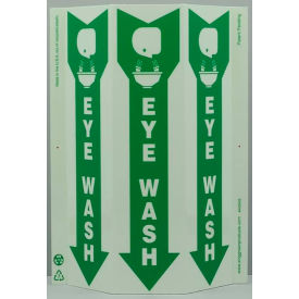 Zing Eco Safety Tri View Sign, Eye Wash, 9"W x 12"H, Recycled Plastic, Glow In The Dark
