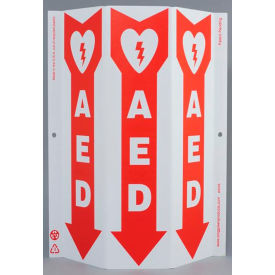 Zing Eco Safety Tri View Sign, AED, 9"W x 12"H, Recycled Plastic