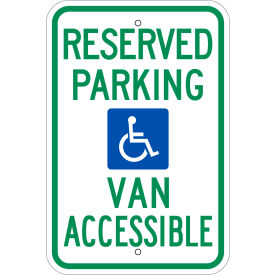 Parking Sign, Handicapped Van Accessible, 12"W x 18"H, Recycled Aluminum