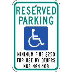 Handicapped Reserved Parking Sign, Nevada, 12"W x 18"H, Recycled Aluminum