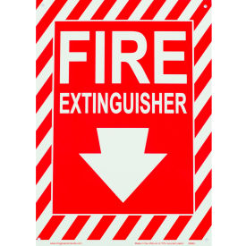 Zing Eco Safety Sign, Fire Extinguisher with Arrow, 10"W x 14"H, Recycled Glow Plastic
