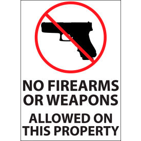 Zing Eco Security Label, No Firearms or Weapons, 5"W x 7"H, Recycled Polystyrene, Pack of 2