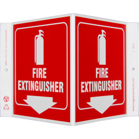 Eco Safety V Sign, Fire Extinguisher, 12"W x 7"H, Recycled Plastic