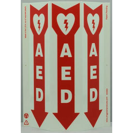 Zing Eco Safety Tri View Sign, AED, 9"W x 12"H, Recycled Plastic, Glow In The Dark