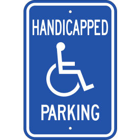 Handicapped Parking Sign, 12"W x 18"H, Recycled Aluminum