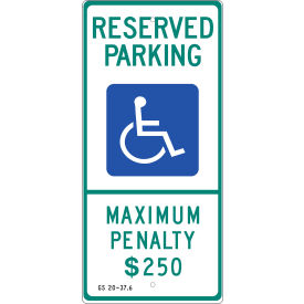 Eco Parking Sign, Handicapped Reserved Parking, N. Carolina, 12"W x 26"H, Recycled Aluminum