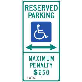 Handicapped Reserved Parking Sign, N. Carolina, 12"W x 26"H, Recycled Aluminum