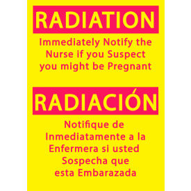 Zing Eco Safety Sign, Radiation Notify Nurse, 10"W x 14"H, Recycled Polystyrene Self Adhesive
