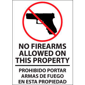 Eco Security Label, No Firearms Allowed, 5"W x 7"H, Recycled Polystyrene, Pack of 2