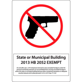 Concealed Carry Sign, Kansas-Municipal Regulations, 10"W x 14"H, Recycled Polystyrene