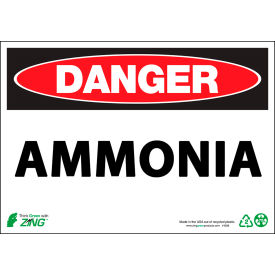 Eco Safety Sign, DANGER, Ammonia, 14"W x 10"H, Recycled Aluminum