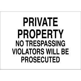 Eco Security Sign, Private Property No Trespassing Violators..., 14"W x 10"H, Recycled Aluminum