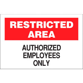 Zing Eco Security Sign, Restricted Area Authorized Employees, 14"W x 10"H, Recycled Aluminum