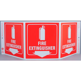 Tri View Sign, Fire Extinguisher, 20"W x 7-1/2"H, Recycled Plastic