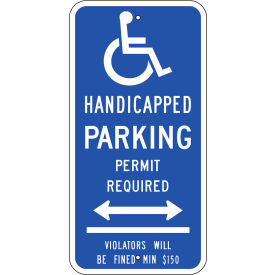 Eco Parking Sign, Handicapped Parking Permit Required w/Arrow, Connecticut, 12"Wx24"H, Aluminum