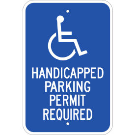 Eco Parking Sign, Handicapped Parking Permit, 12"W x 18"H, Recycled Aluminum