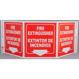 Eco Safety Tri View Sign, Bilingual, Fire Extinguisher, 20"W x 7-1/2"H, Recycled Plastic