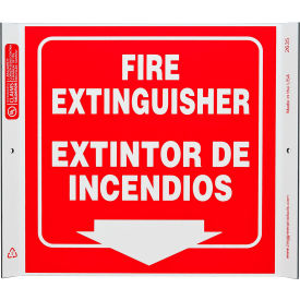 Zing Eco Safety Corner Sign, Fire Extinguisher Bilingual, 10"W x 10"H, Recycled Plastic