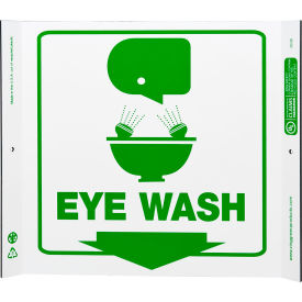 Eco Safety Corner Sign, Eye Wash, 10"W x 10"H, Recycled Plastic