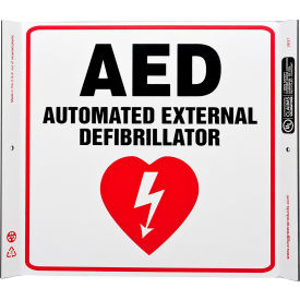 Zing Eco Safety Corner Sign, AED, 10"W x 10"H, Recycled Plastic