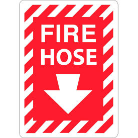 Zing Eco Safety Sign, Fire Hose with Arrow, 10"W x 14"H, Recycled Polystyrene Self Adhesive