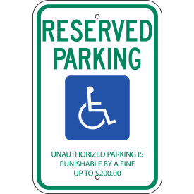 Parking Sign, Handicapped Reserved Parking, Tennessee, 12"W x 18"H, Recycled Aluminum