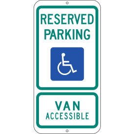 Handicapped Parking Van Accessible Sign, Texas, 12"W x 24"H, Recycled Aluminum