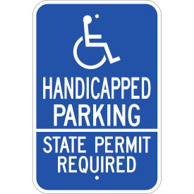 Eco Parking Sign, Handicapped Parking State Permit, 12"W x 18"H, Recycled Aluminum